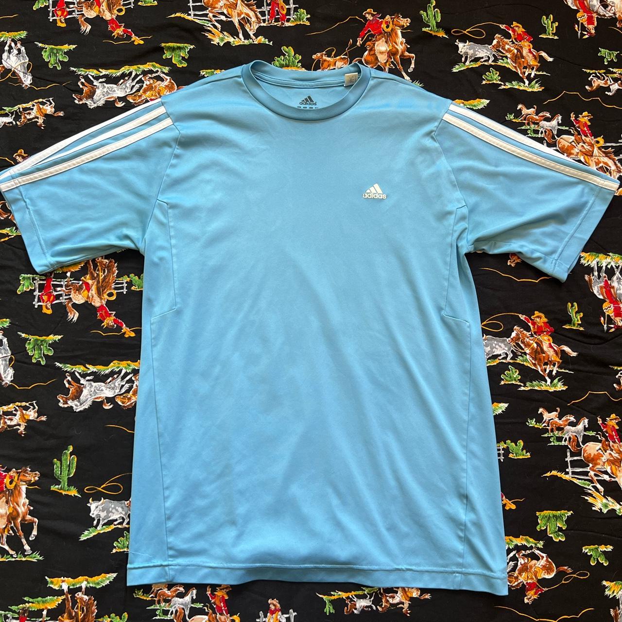 Adidas Men's Blue and White Shirt | Depop