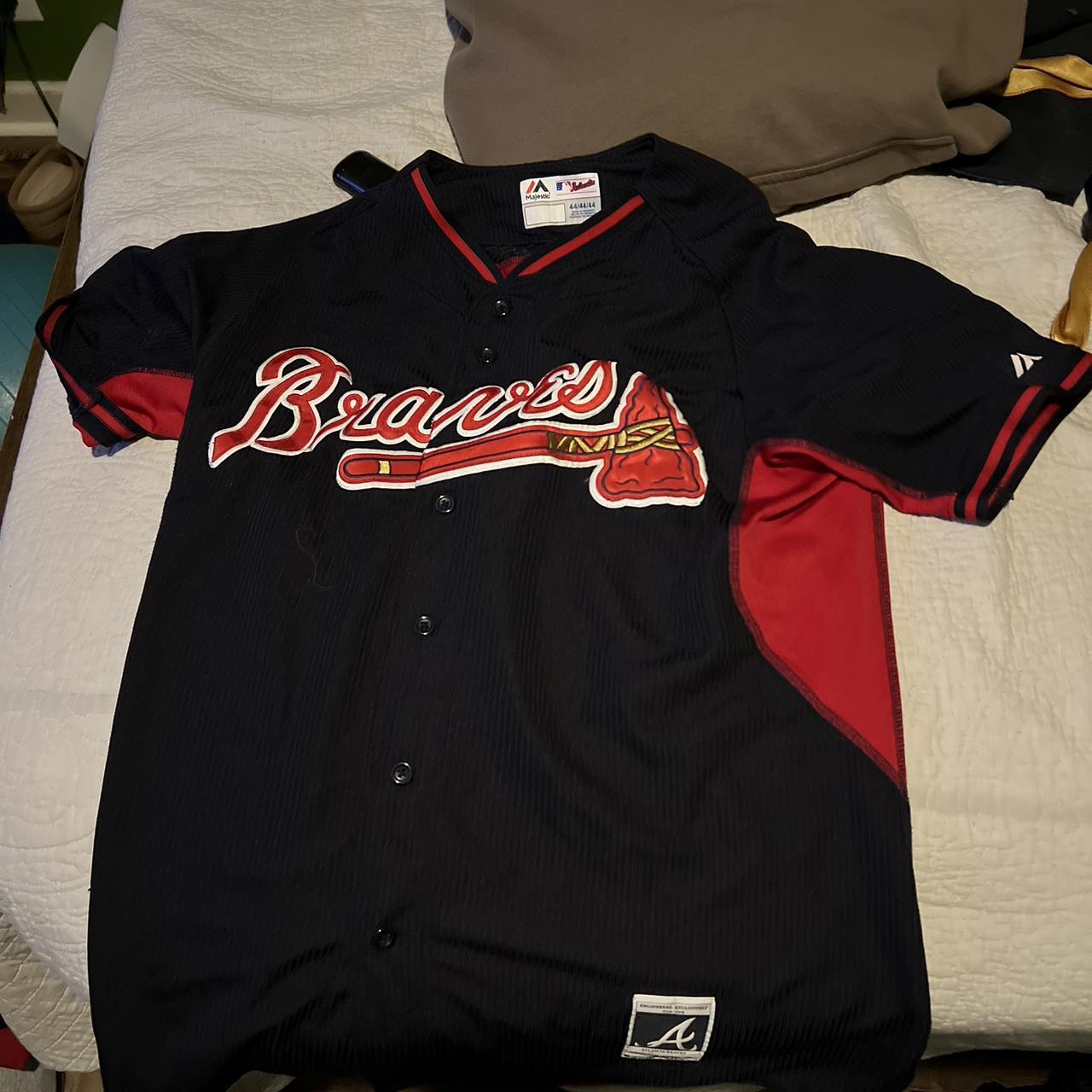 Vintage Braves baseball jersey L/XL - Depop