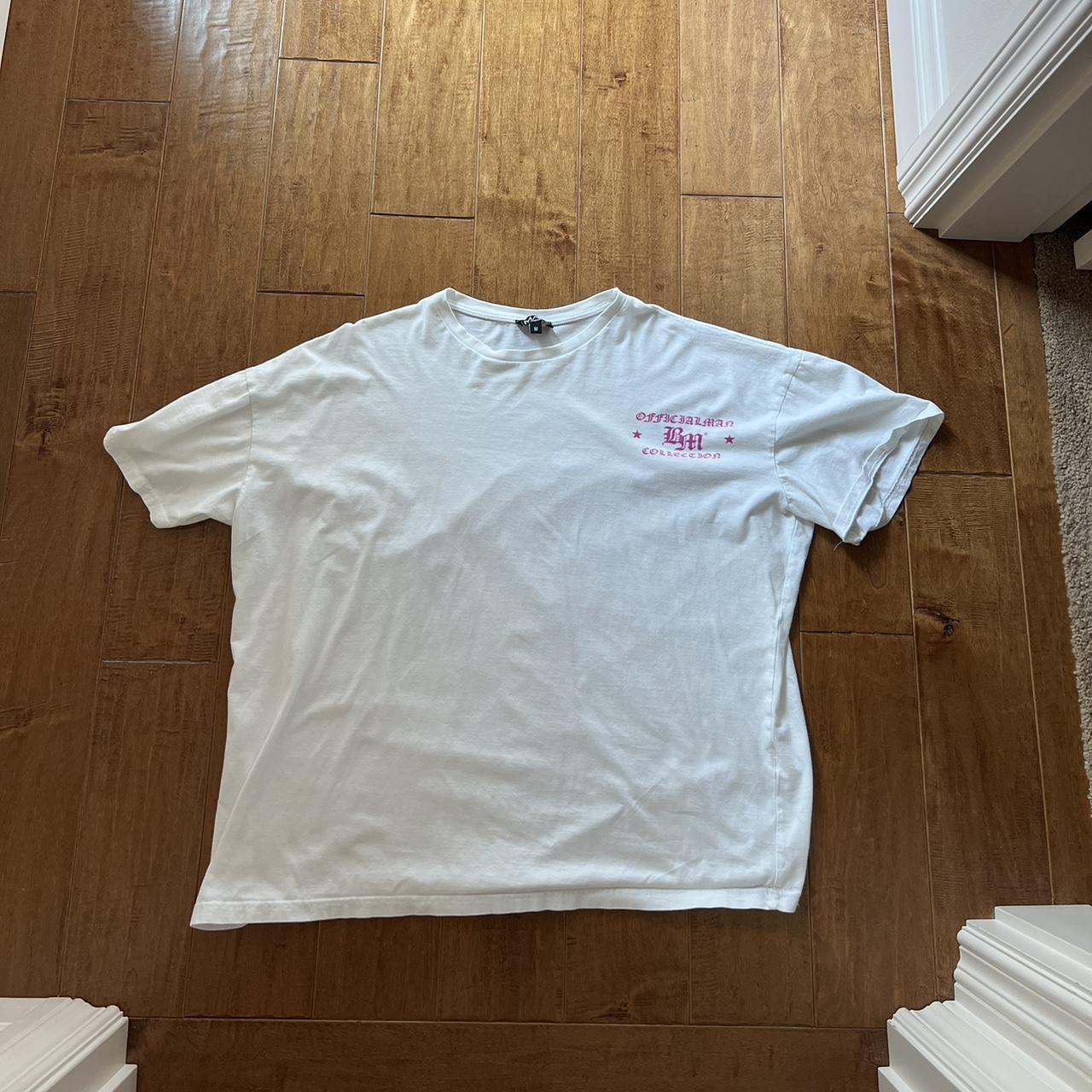 Boohoo Men's White and Pink T-shirt