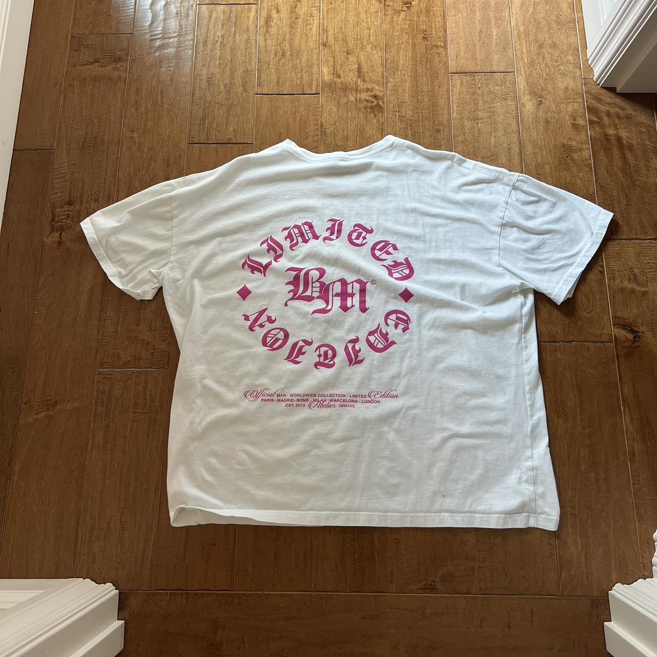 Boohoo Men's White and Pink T-shirt (2)