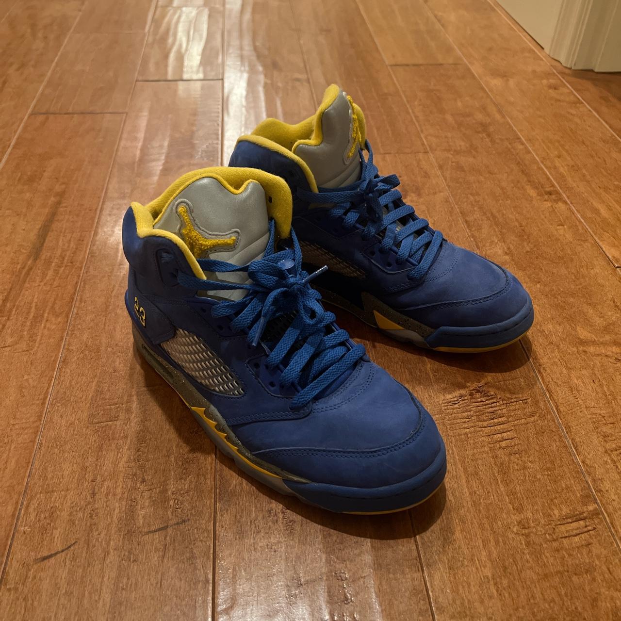 Blue and clearance yellow jordan 5s