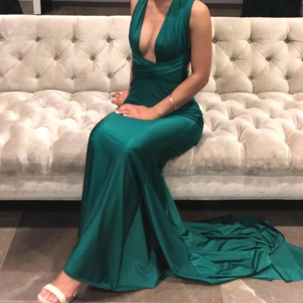 Green emerald formal dress RRP $400 Worn once years... - Depop