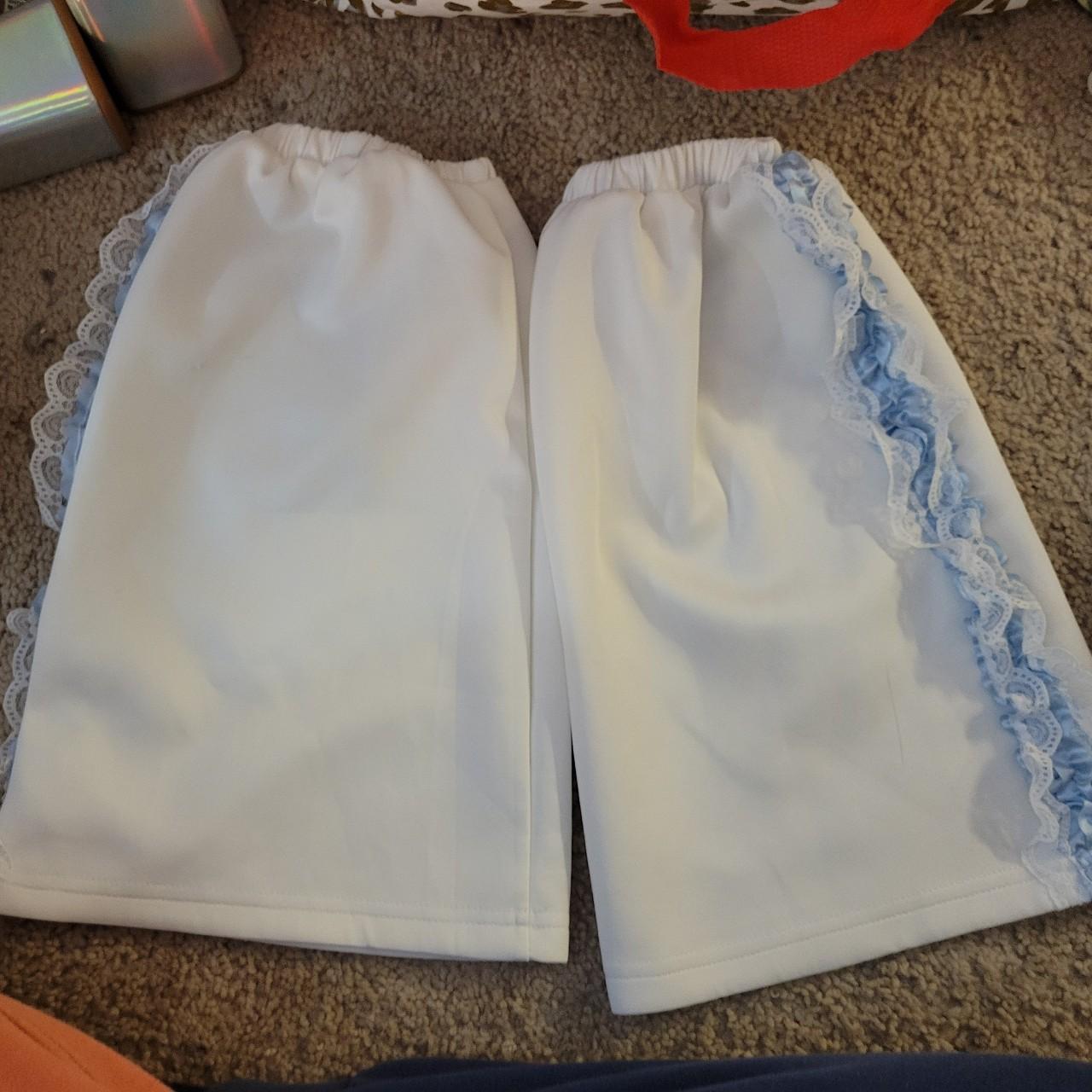 ACDC rag MOON JERSEY LEG WARMERS white/pastel blue.... - Depop