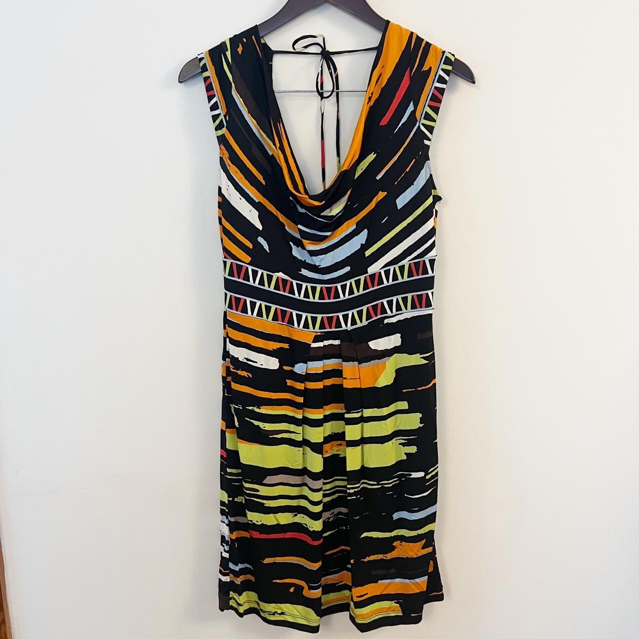 BCBG Maxazria Multi color Striped Drape Scoop Neck