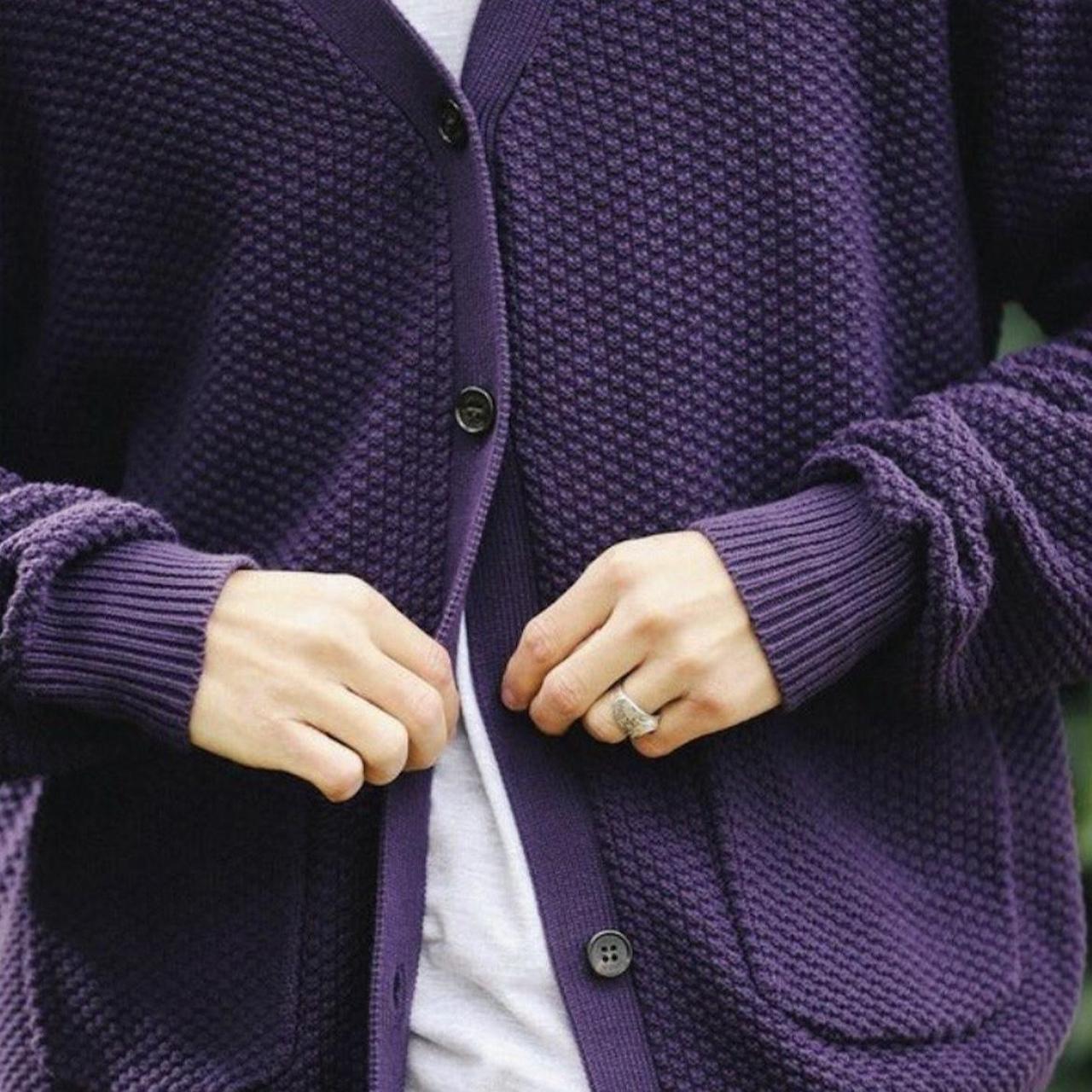 Only NY Field Cardigan in Purple 100% Seed Stitch... - Depop