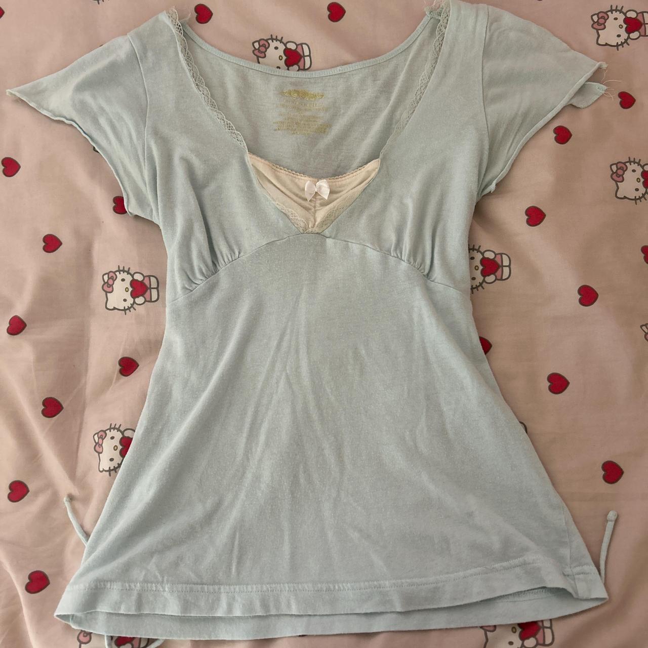 Vintage baby blue lace babydoll layered top Sleeves... - Depop