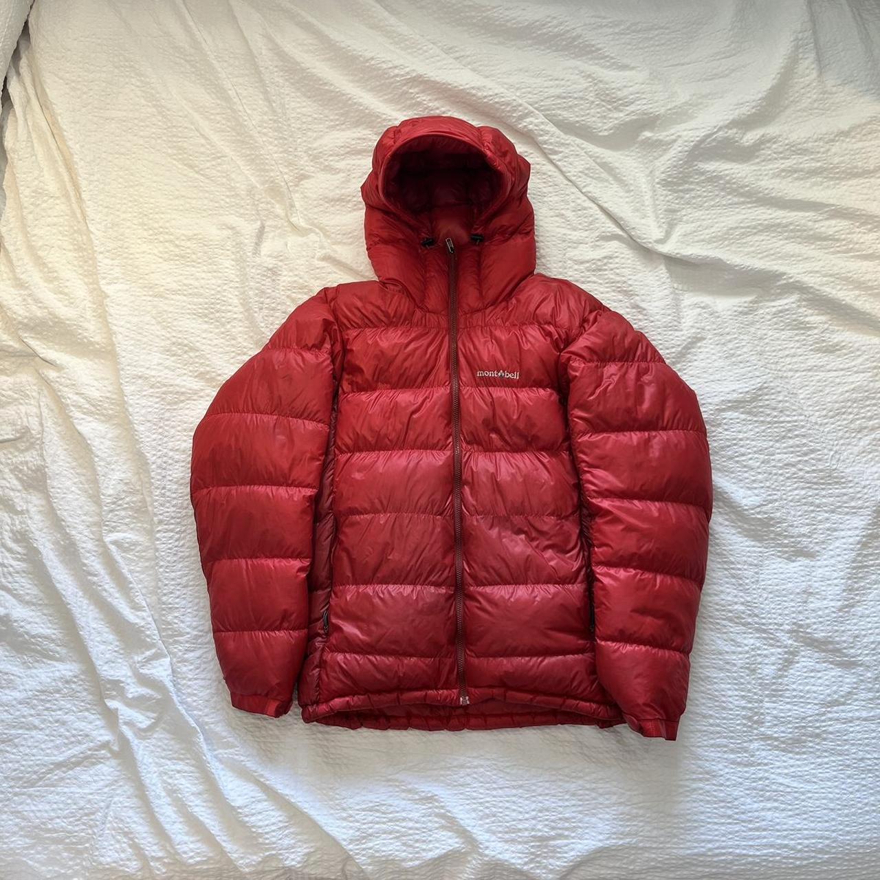 Montbell Red Two Tone Puffer Jacket Size -... - Depop