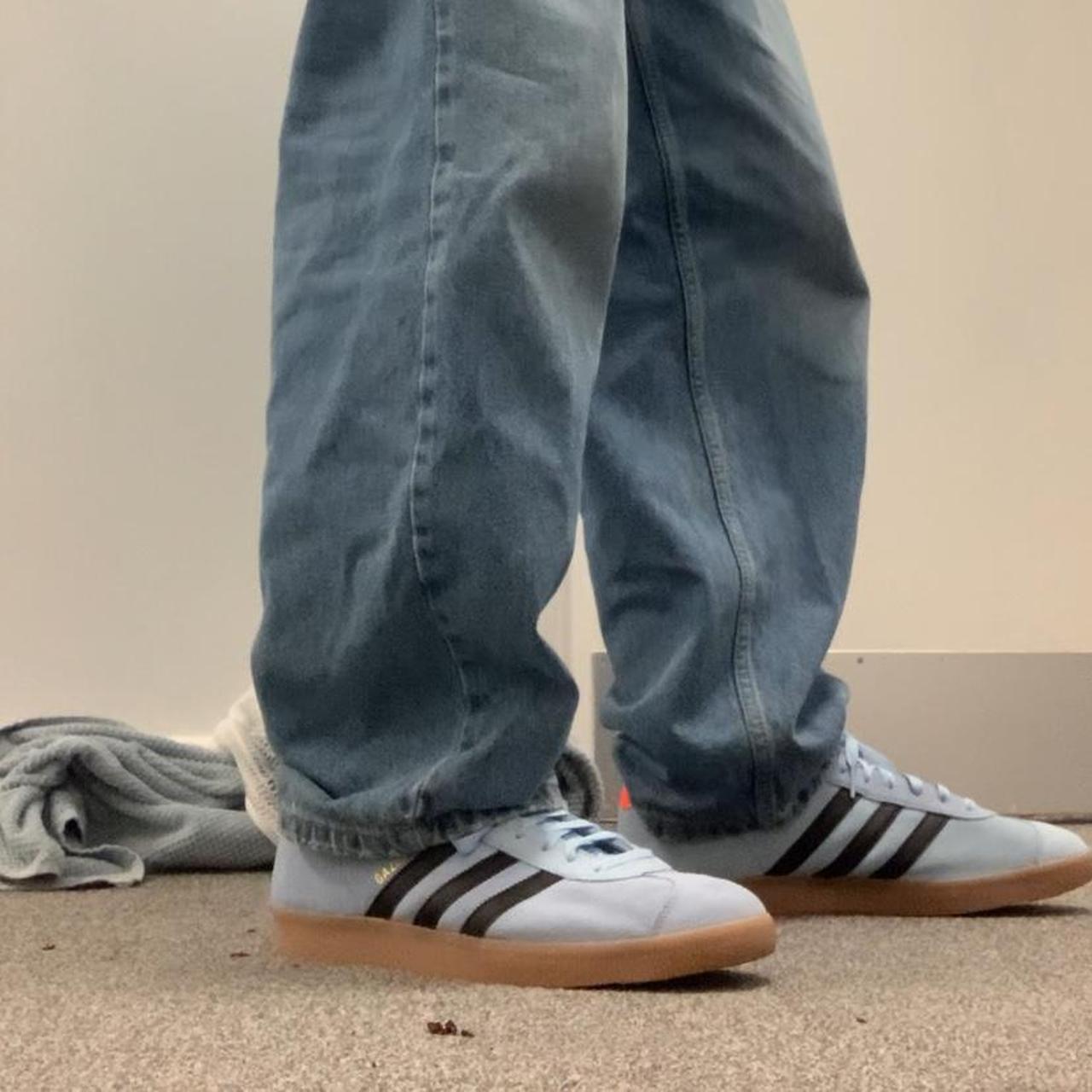 mens light blue gazelles