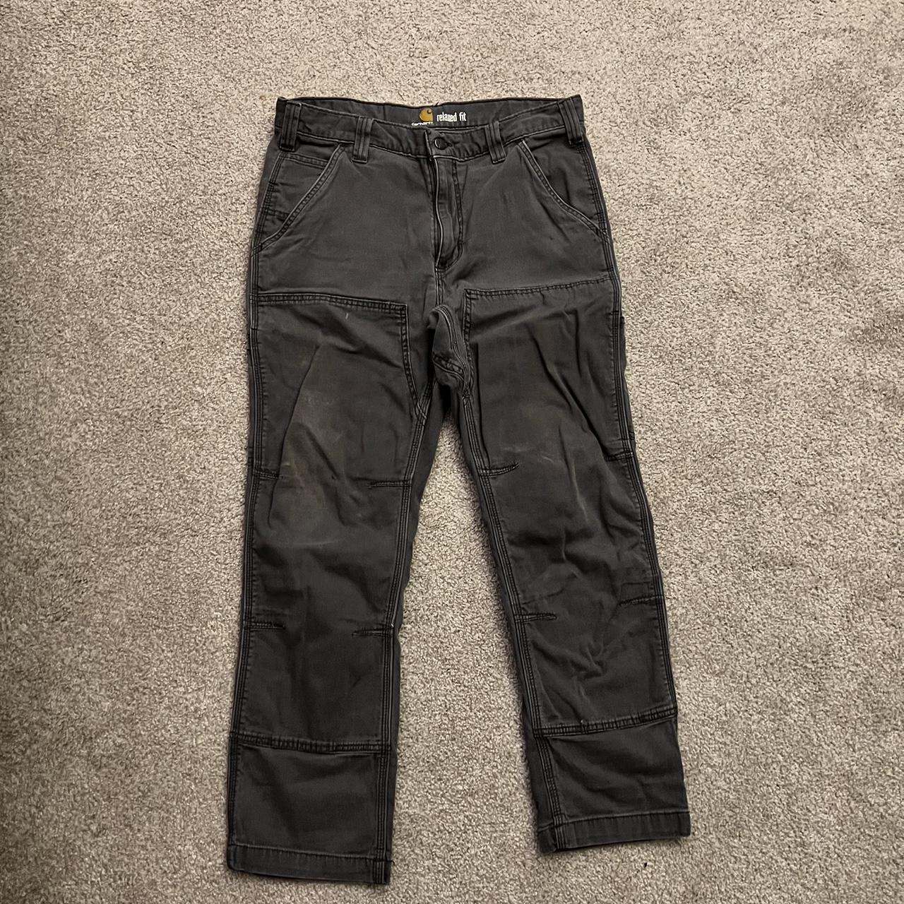 Carhartt grey double knee carpenter pants Size... - Depop