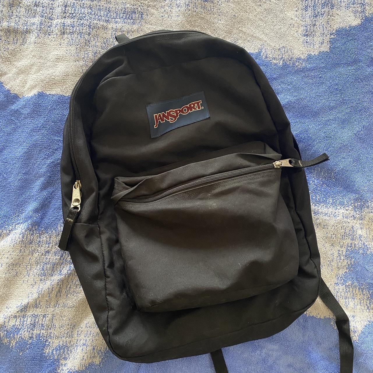 Classic black Jansport backpack, rarely used - Depop