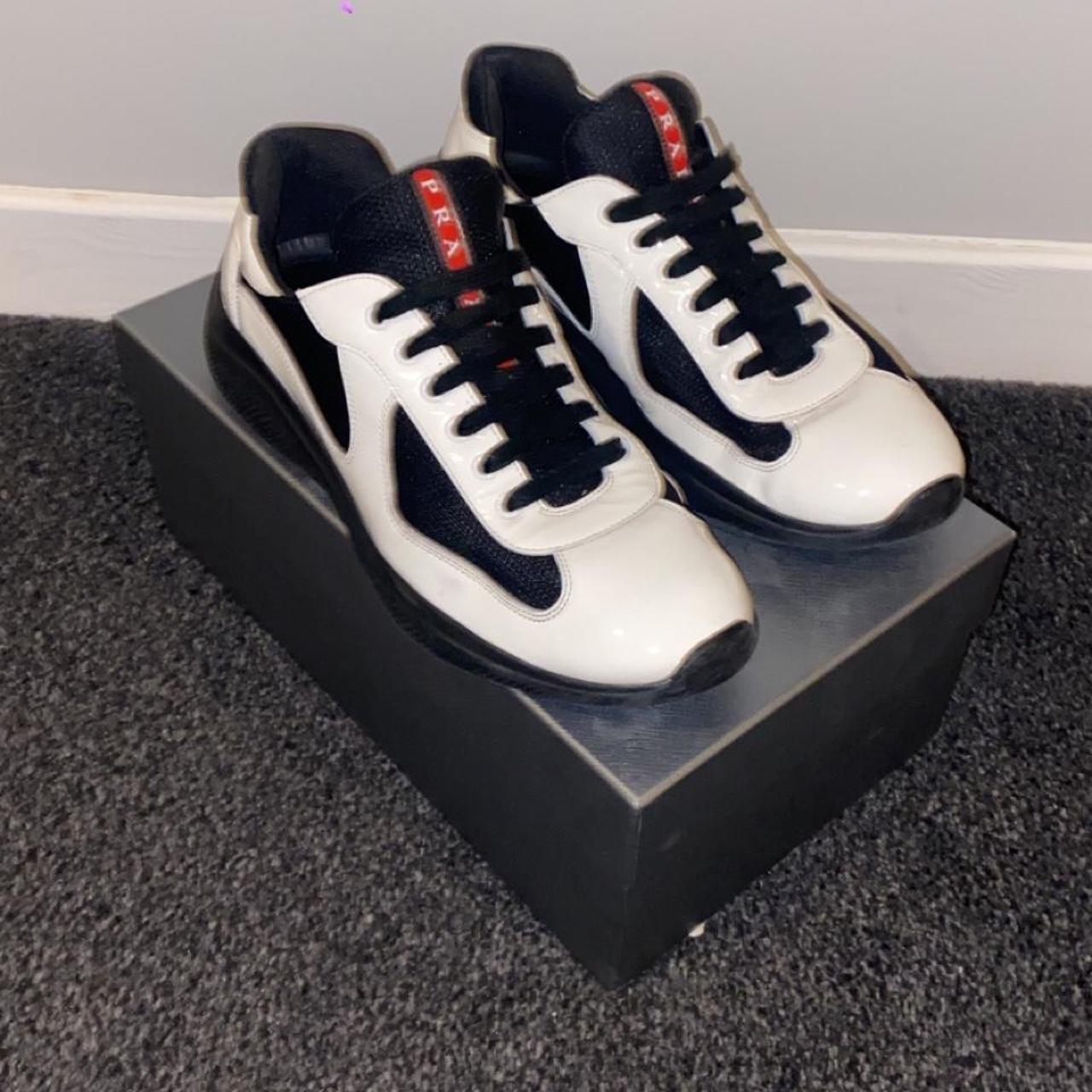 Prada American cup runners. White and black.... - Depop