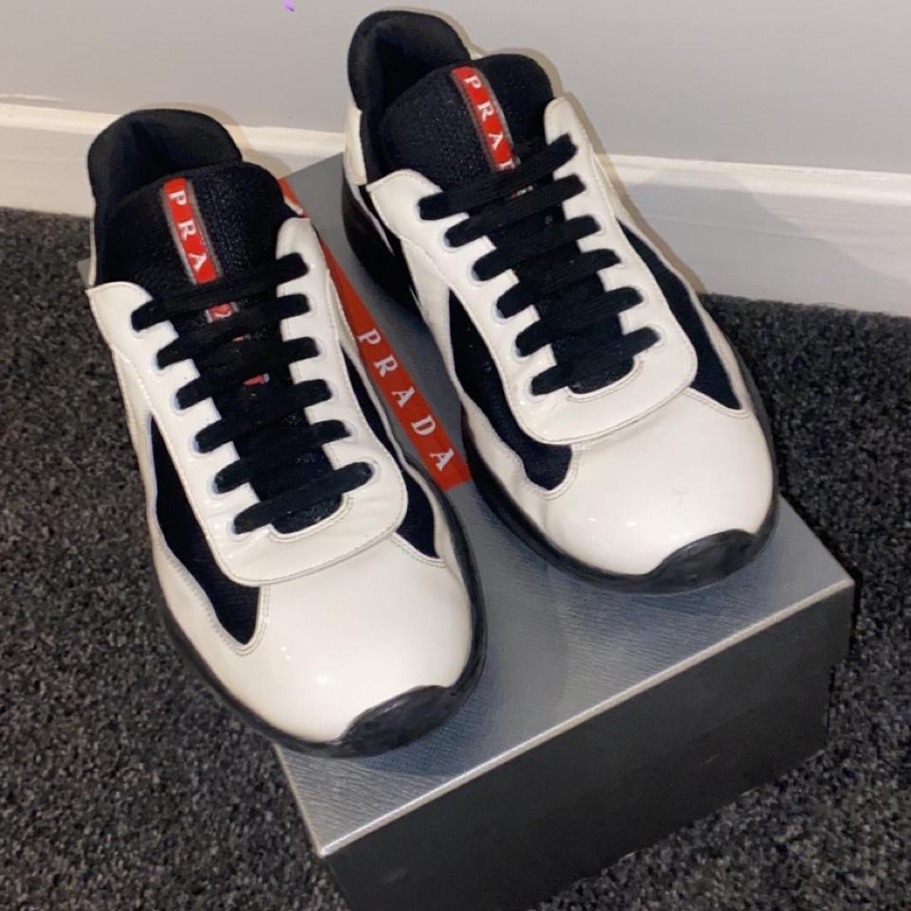 Prada American cup runners. White and black.... - Depop