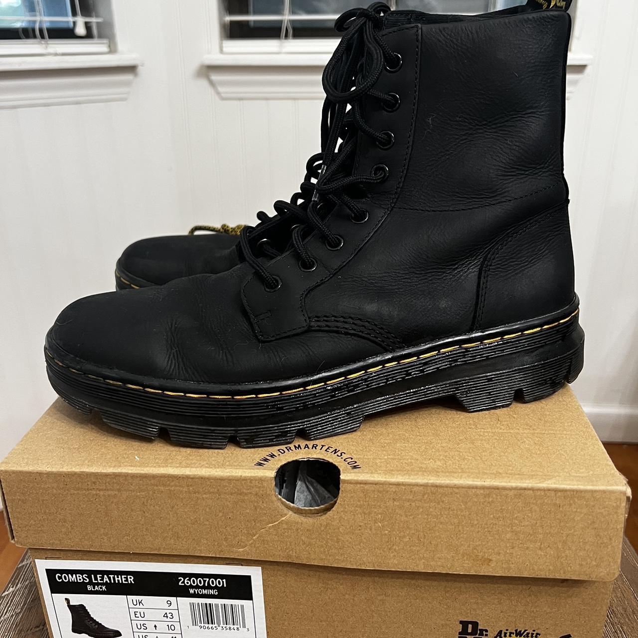 Black Doc Martens Combs Leather Boots Mens... - Depop