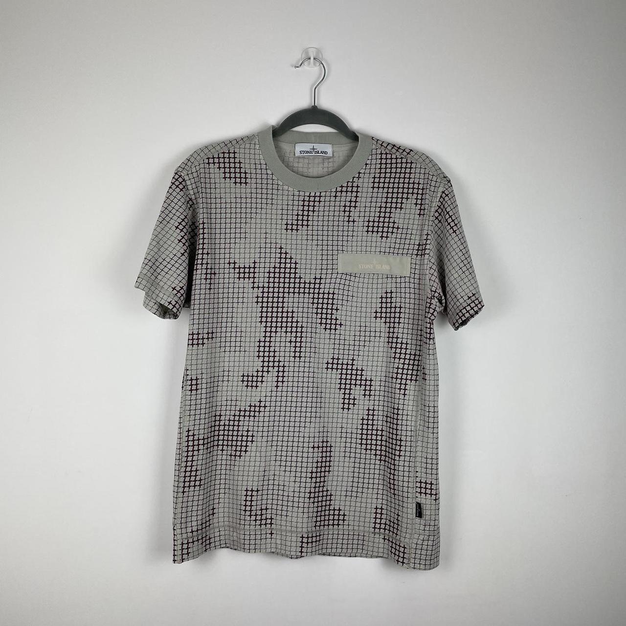 Stone Island Grey Grid Camo T-Shirt • Size M •... - Depop