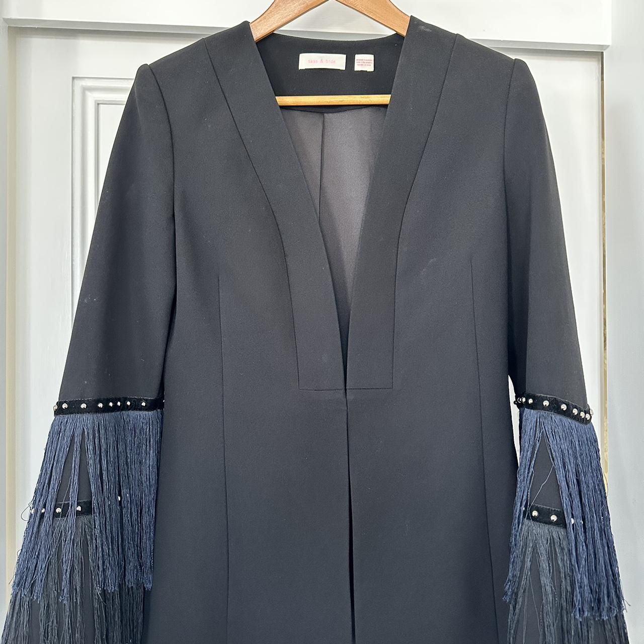 Sass And Bide Black Jacket With French Navy Fringed Depop