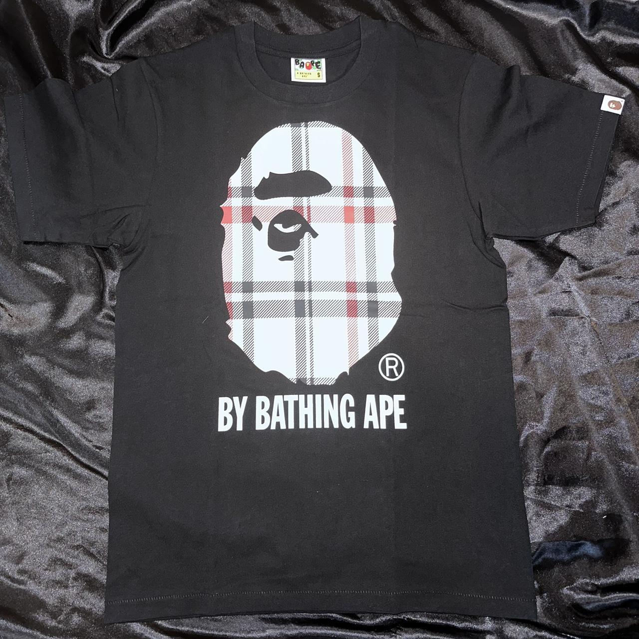 Plaid bape x Burberry tee. Comes In bag Authentic... - Depop