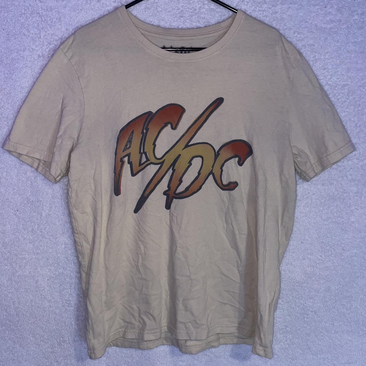 Mens Tan Ac/Dc classic rock vintage band tee shirt.... - Depop