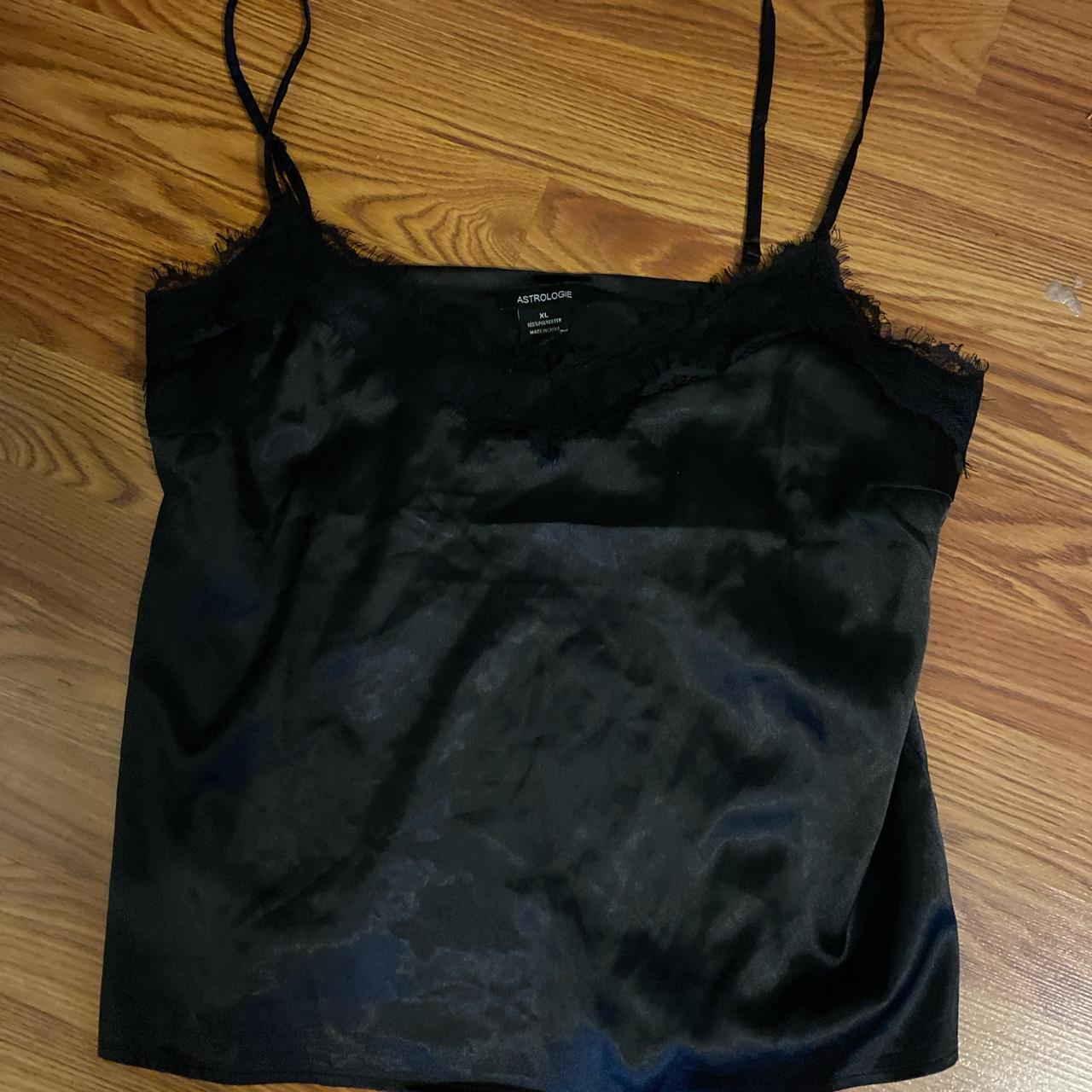 Satin with lace trim cami tank. Really cute but I... - Depop