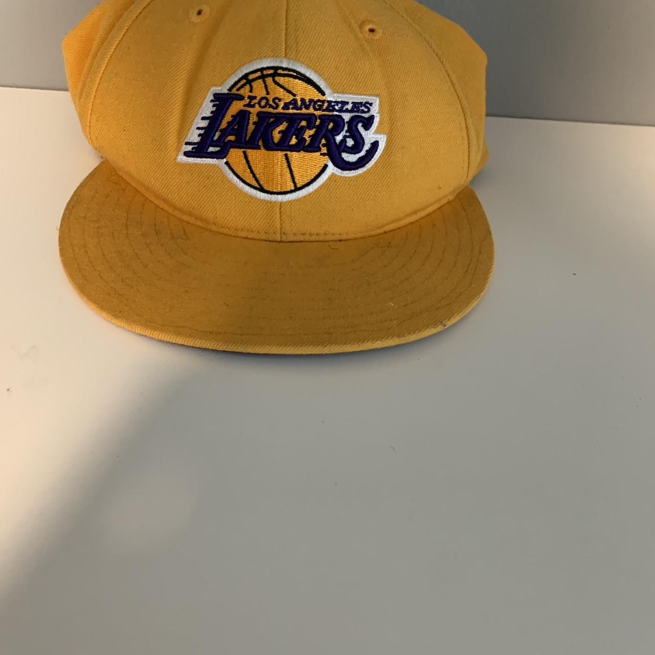 Mitchell & Ness Men's Yellow and Purple Hat | Depop