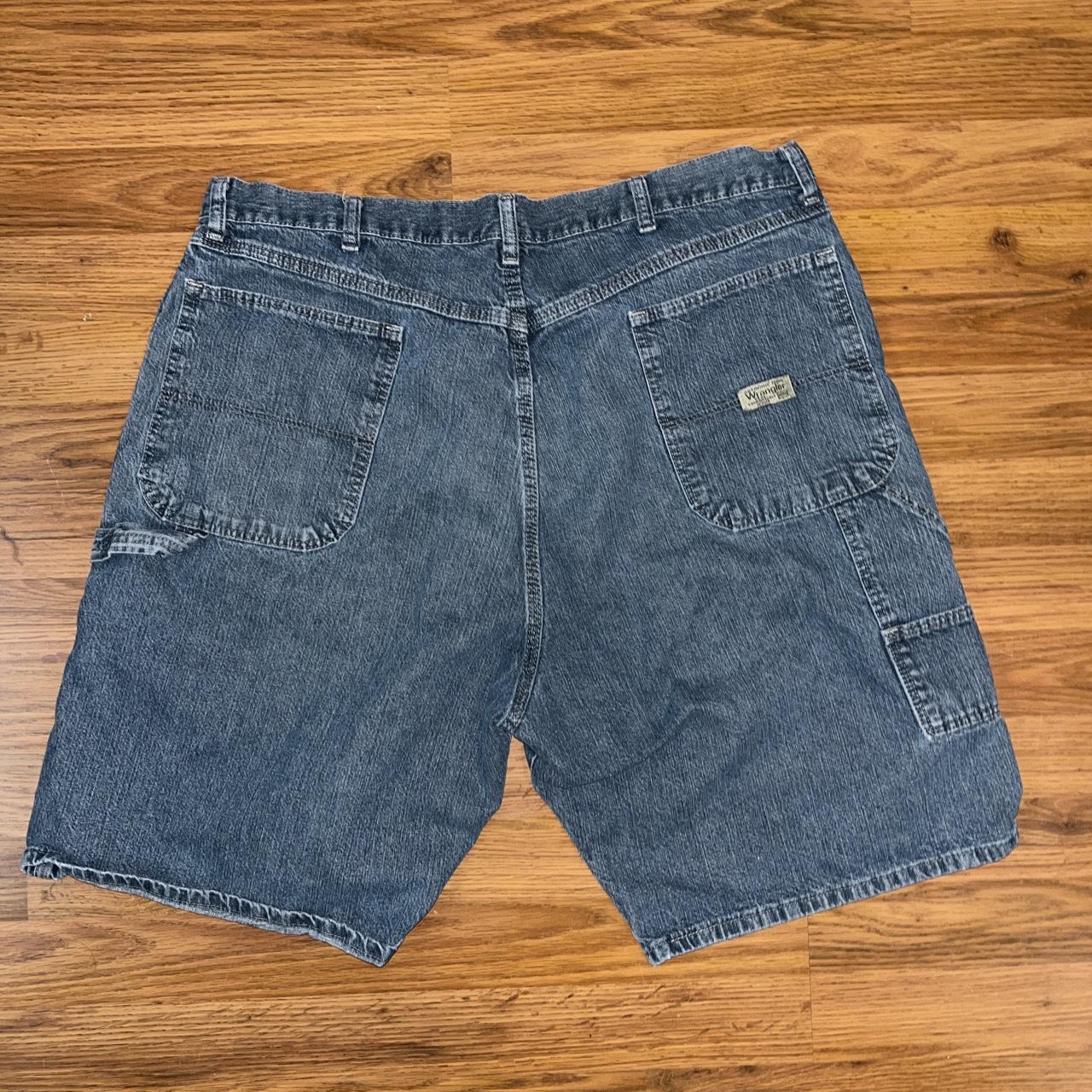 Navy blue wrangler carpenter jorts Great condition... - Depop