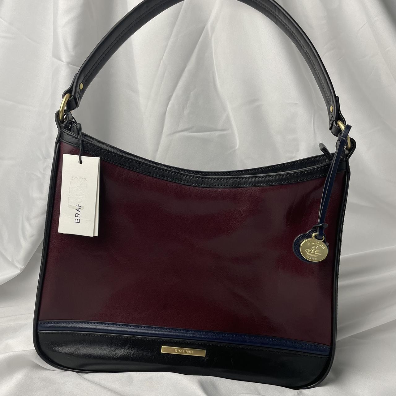 Brahmin Women's Burgundy and Black Bag | Depop