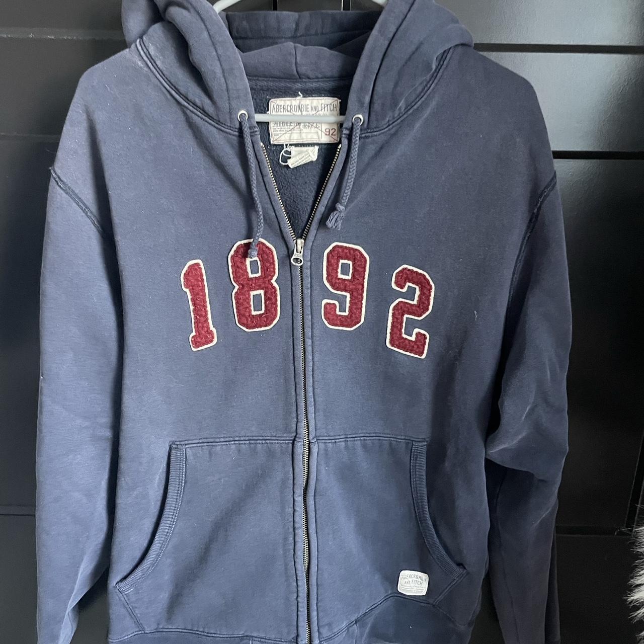 Abercrombie & Fitch Women's Navy and Red Hoodie | Depop