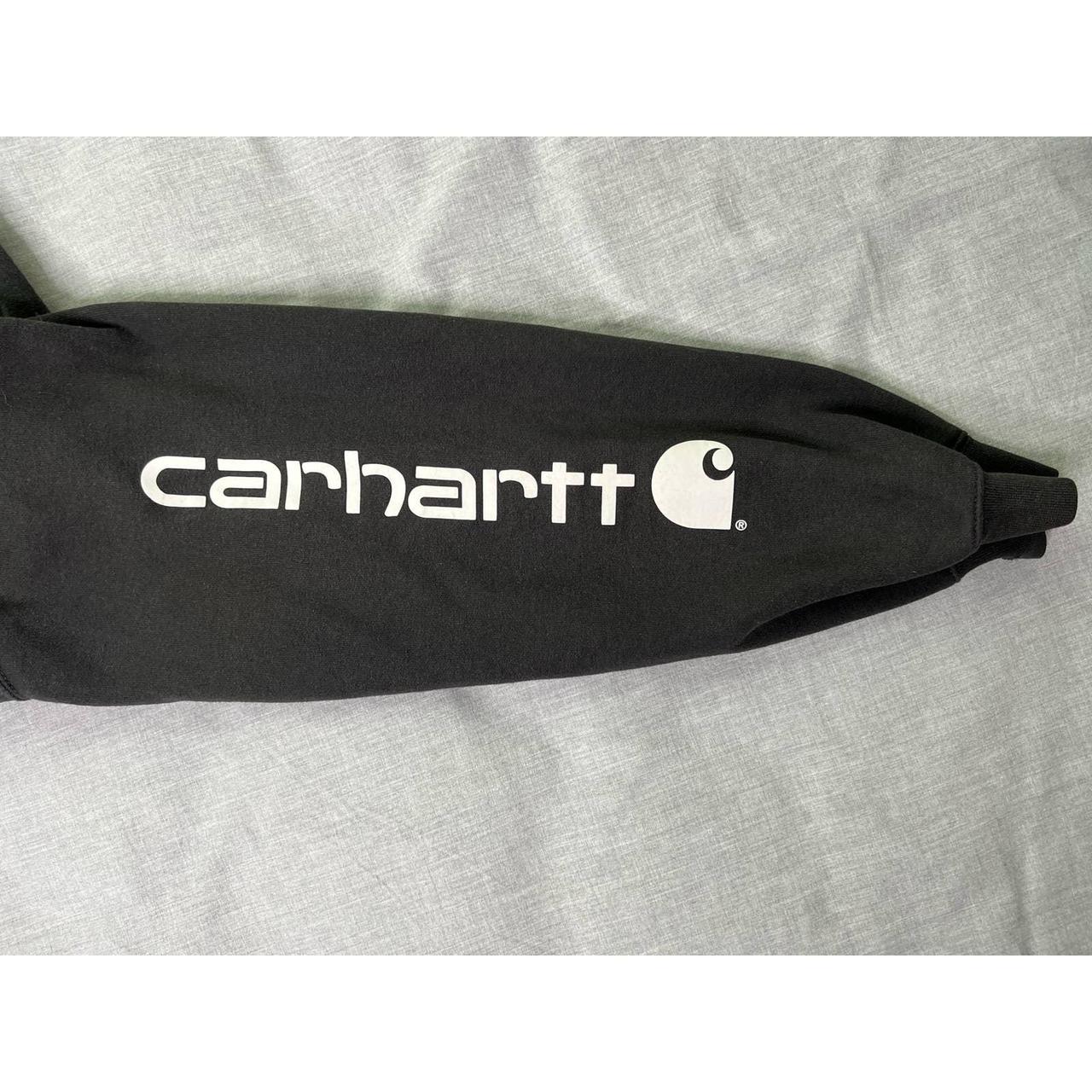 Carhartt Sleeve Logo Pullover Hoodie Sweatshirt... - Depop