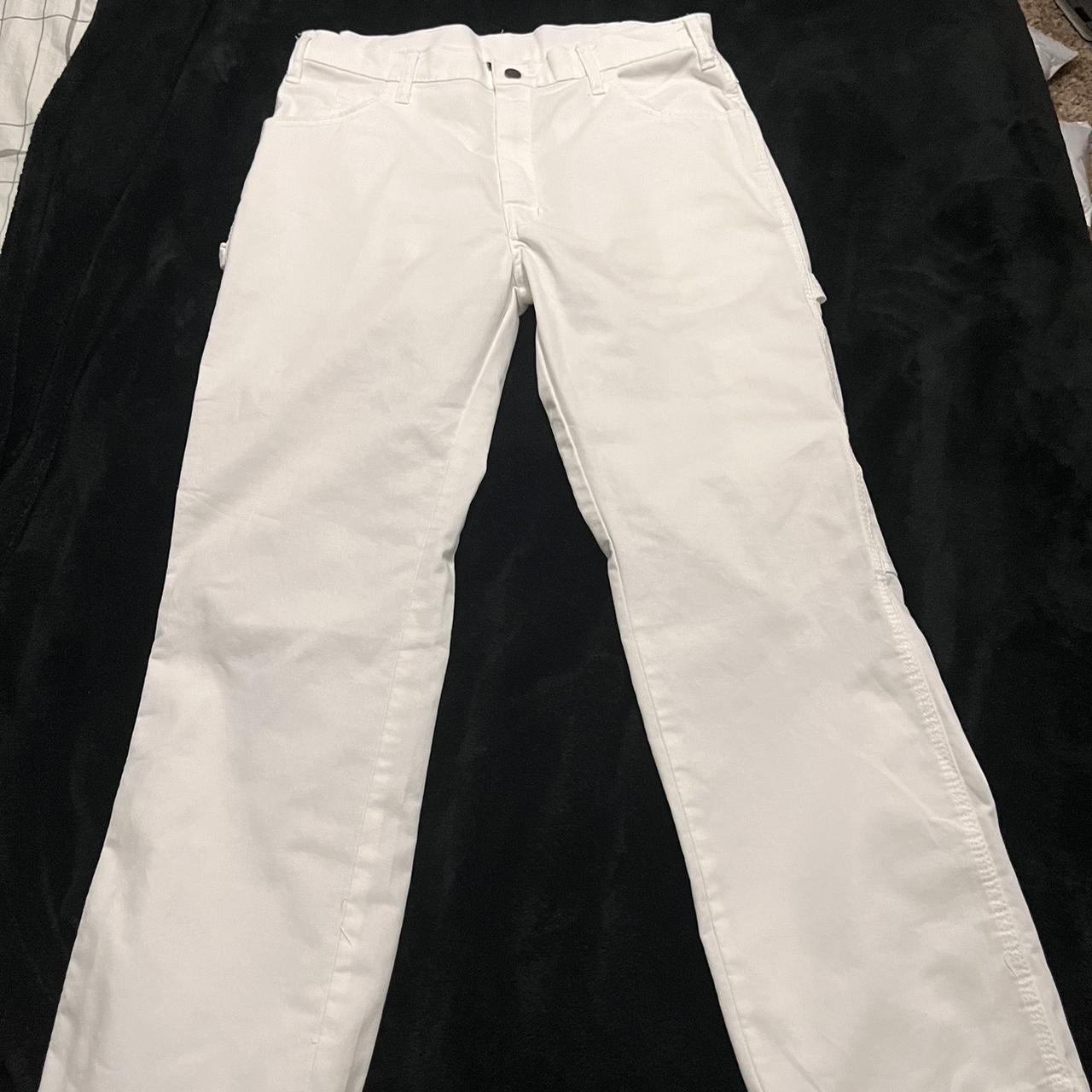 32x30 white double knee dickies never worn, perfect... - Depop
