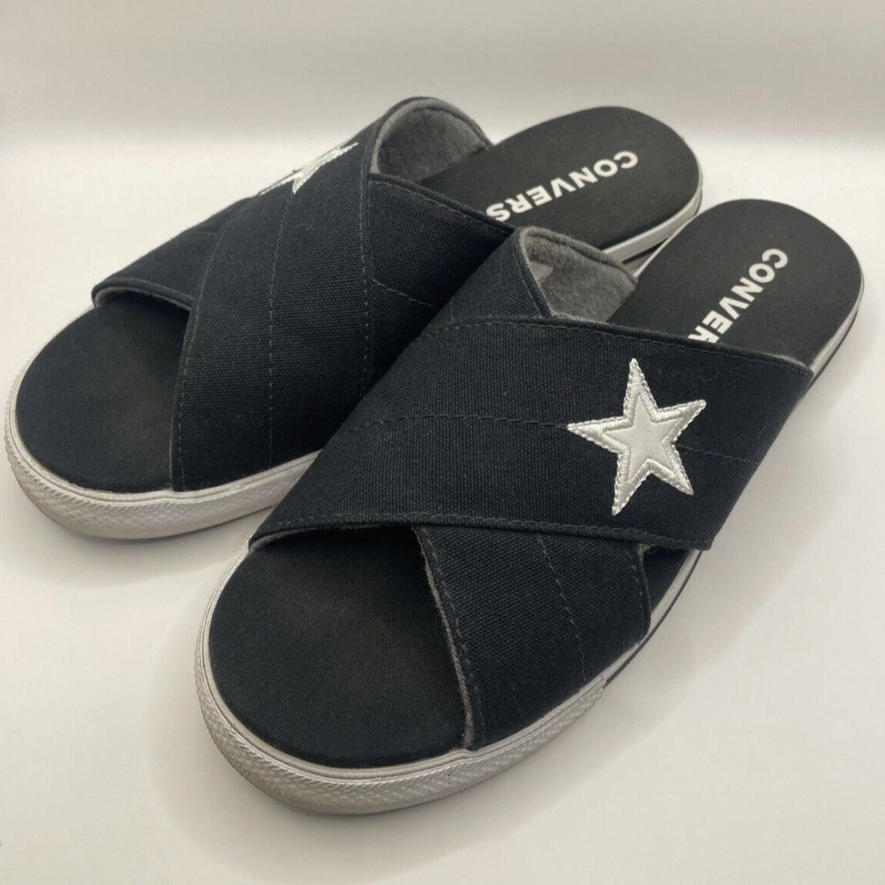 Converse One Star Slip-on Slides - Black & White AU... - Depop