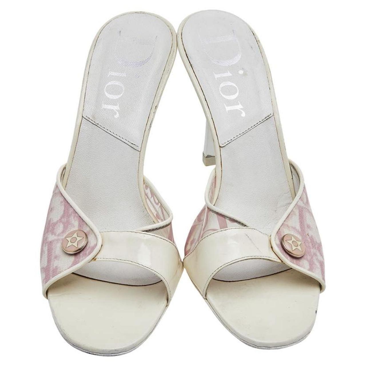 Dior mules in pink monogram canvas Eggshell Cloth ref.106886