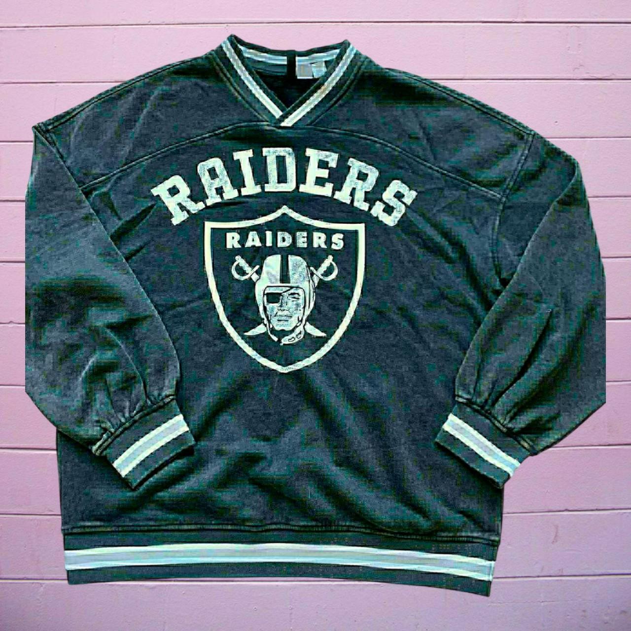 Raiders sweatshirt in vintage grey American... - Depop