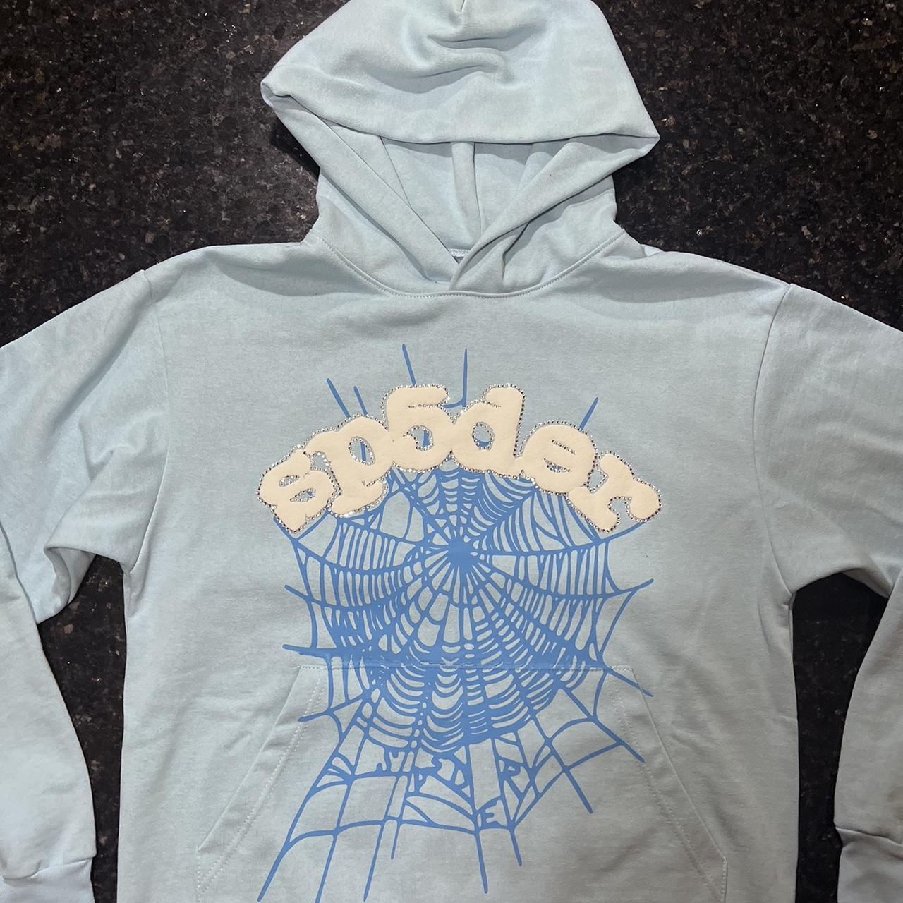 Sp5der Hoodie Light Blue Size: Medium Brand... - Depop