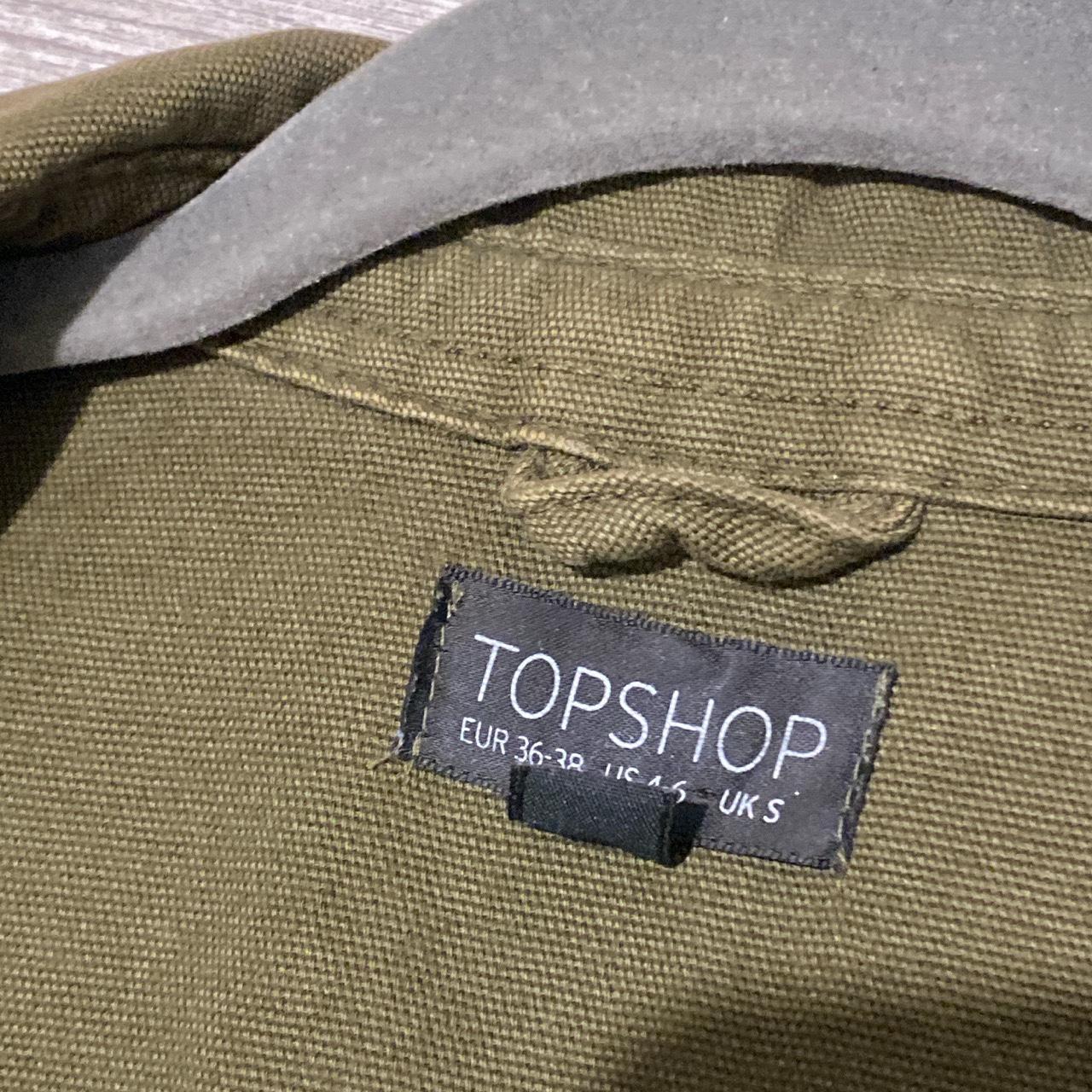 Topshop khaki green cargo button jacket size S - Depop