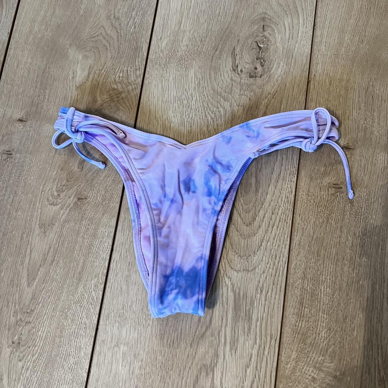 Tie dye purple and blue Cheeky Swimsuit Bottom Depop