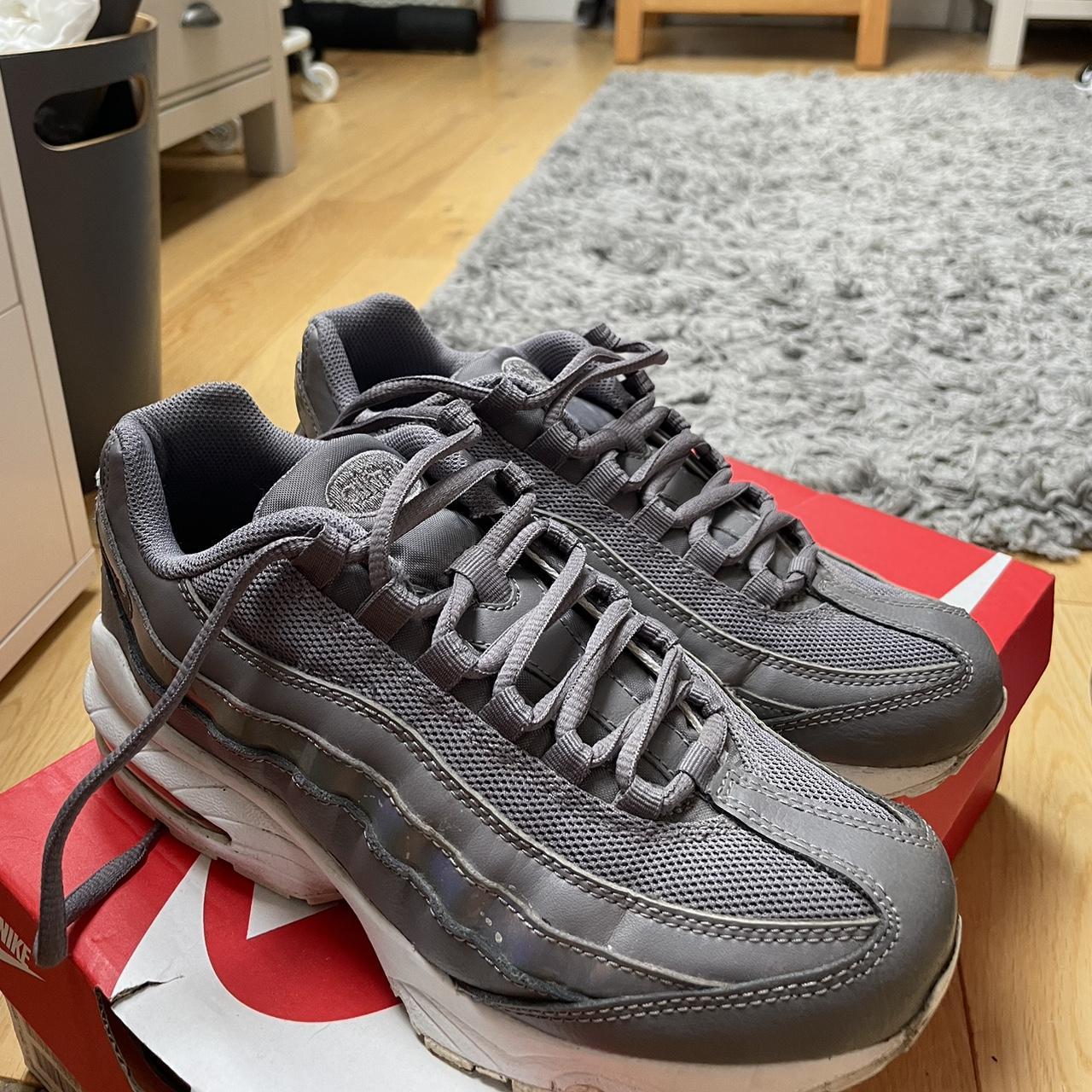 charcoal grey nike air max 95s uk size 5 worn a... - Depop