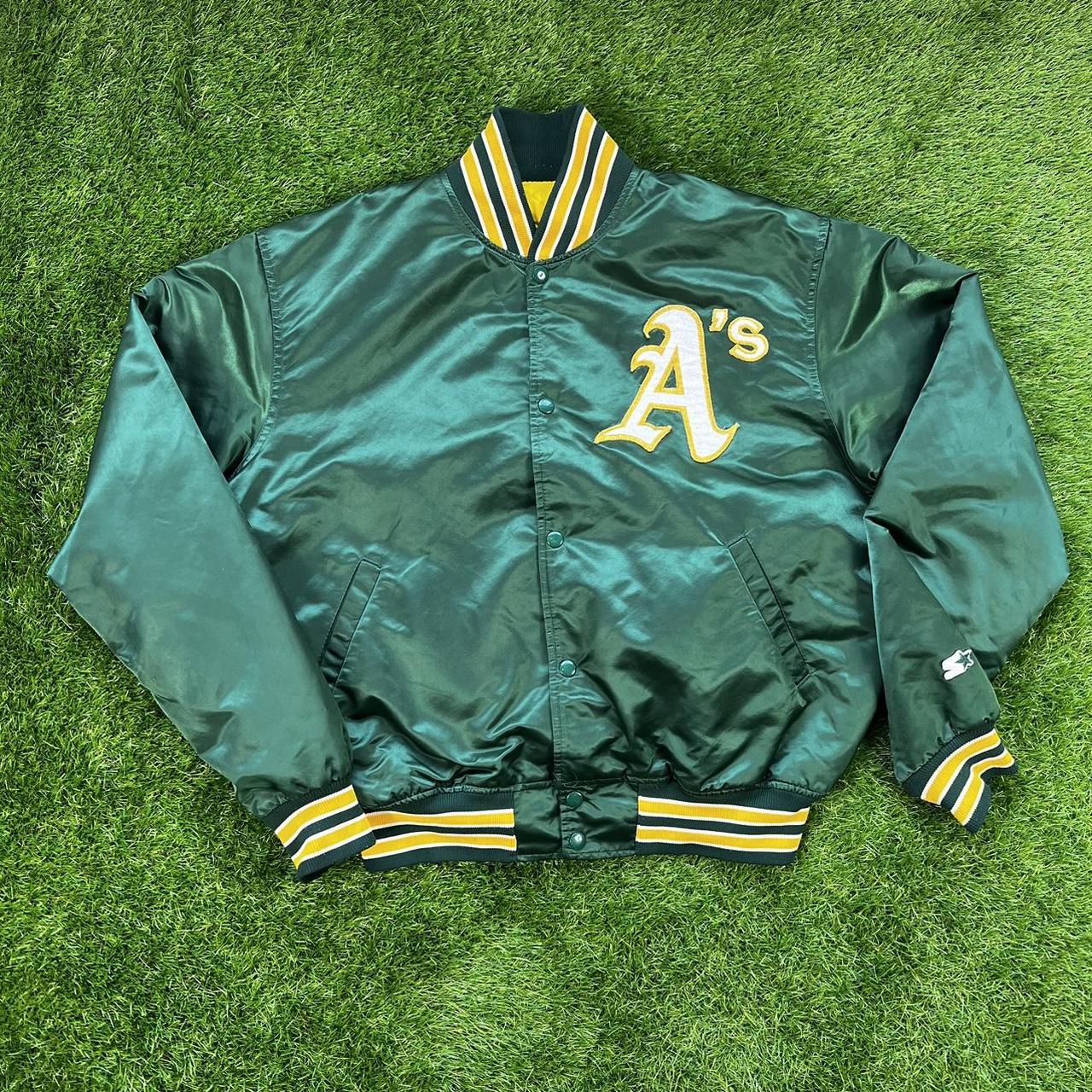 Vintage Satin ATL Braves Jacket 80s/90s Navy Blue - Depop