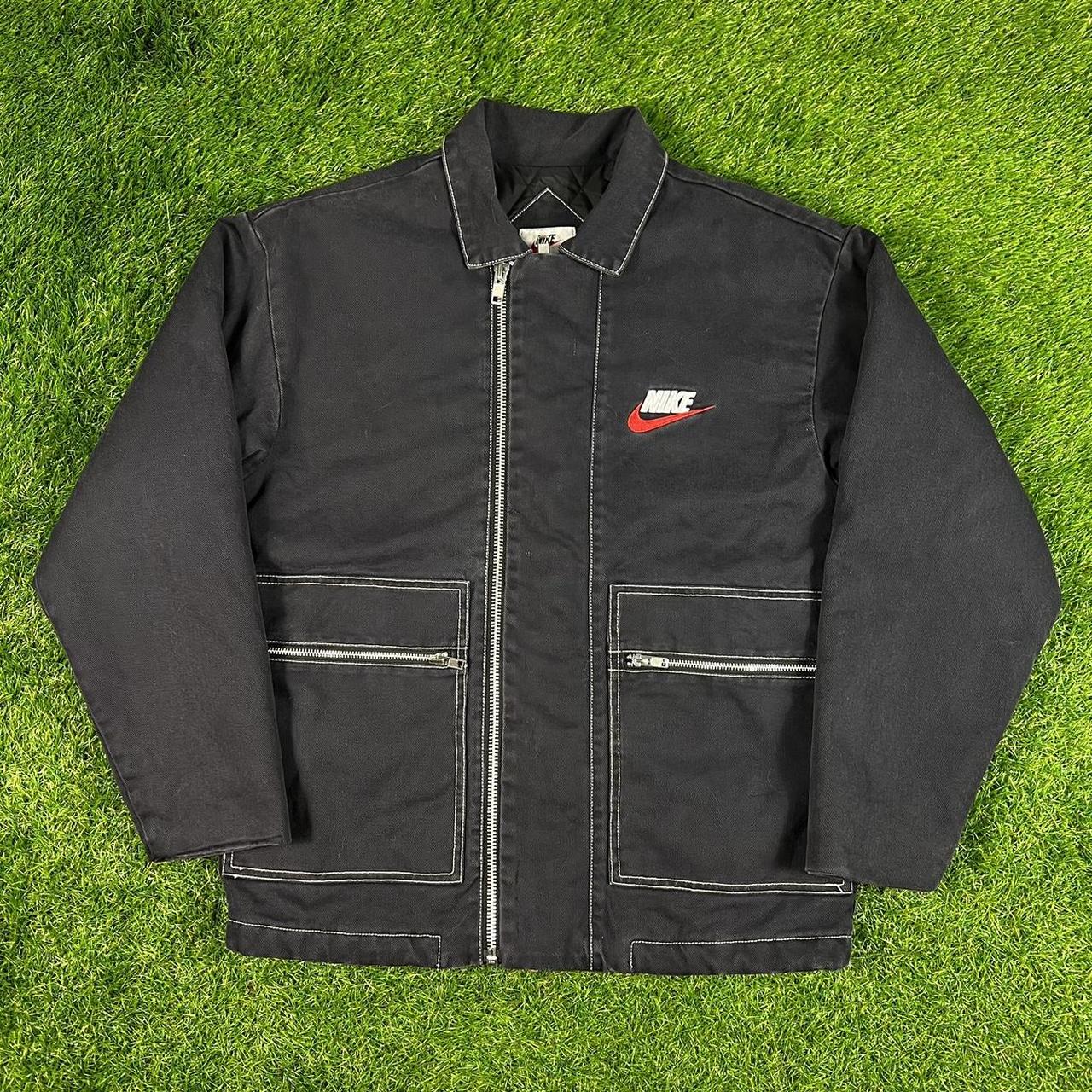 Supreme nike double zip 2024 quilted work jacket black