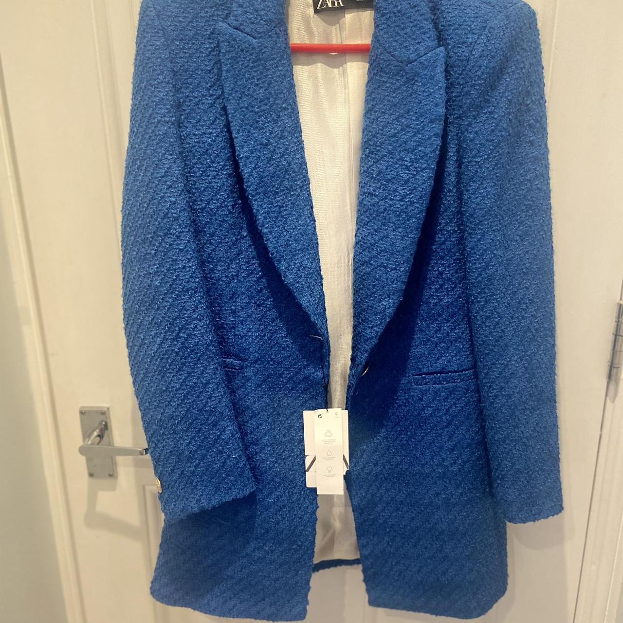 blue really trendy Zara jacket, perfect for... Depop