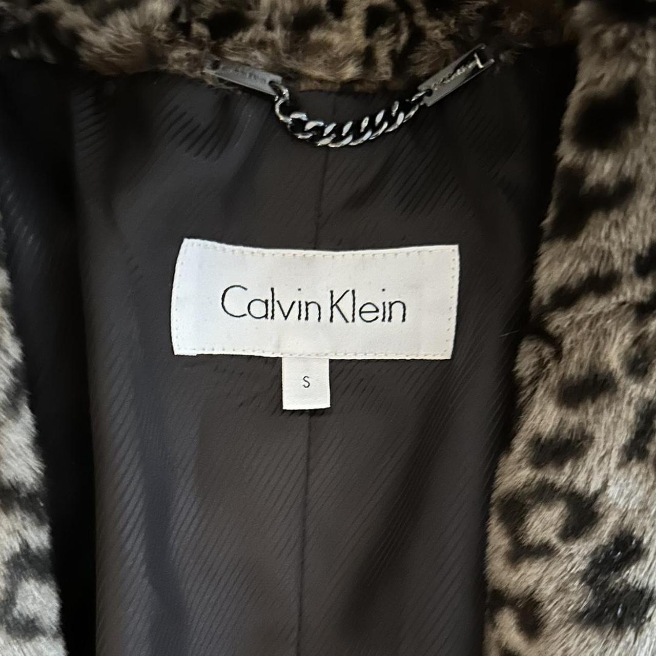 Calvin Klein Leopard Jacket Faux Fur, invisible... - Depop