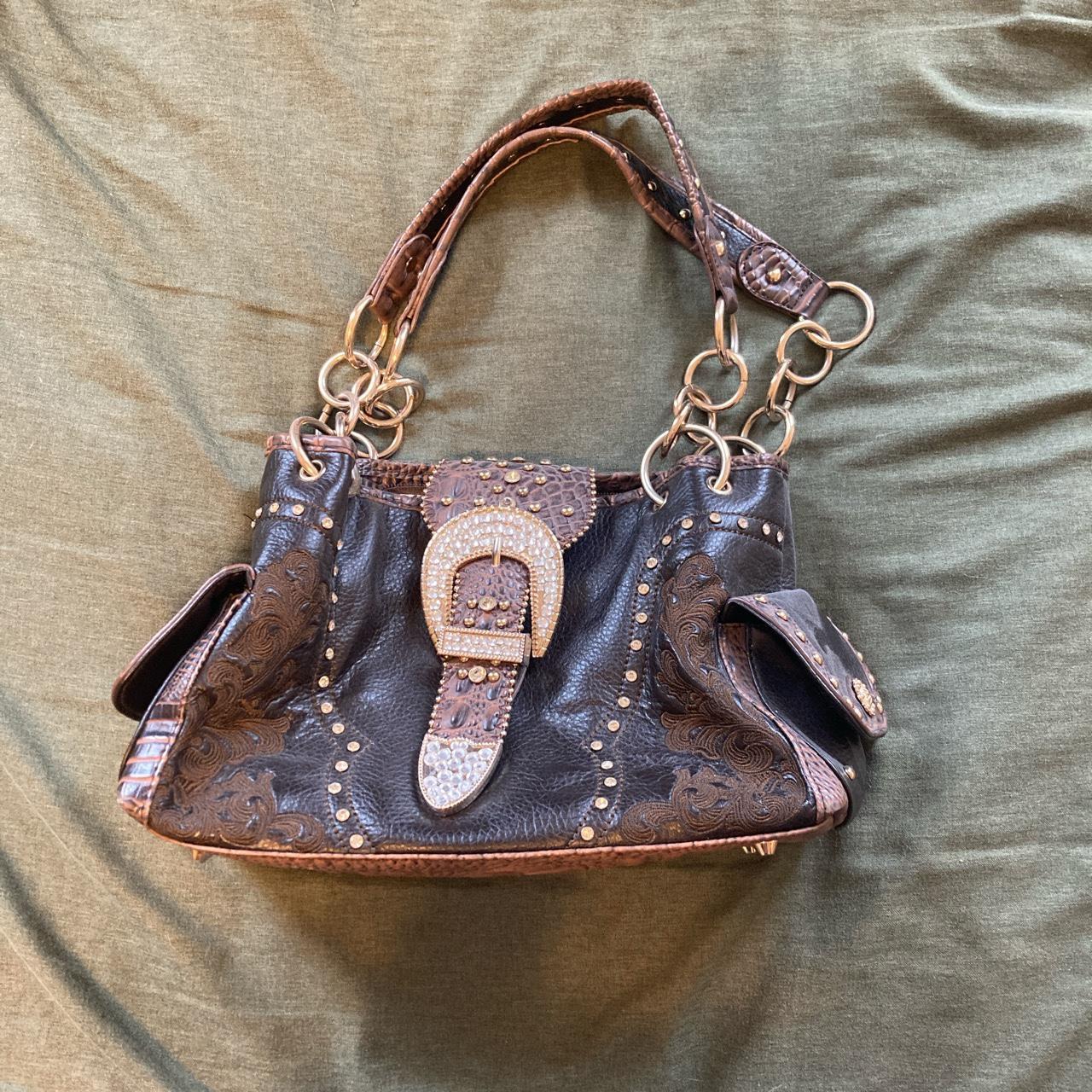 Brandy melville white faux leather buckle bag - Depop