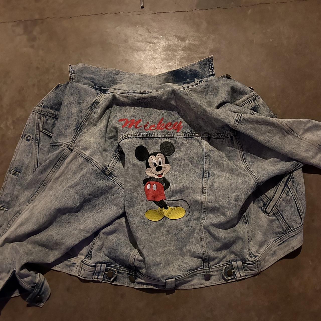 Mickey Mouse denim Jean jacket Size L Depop