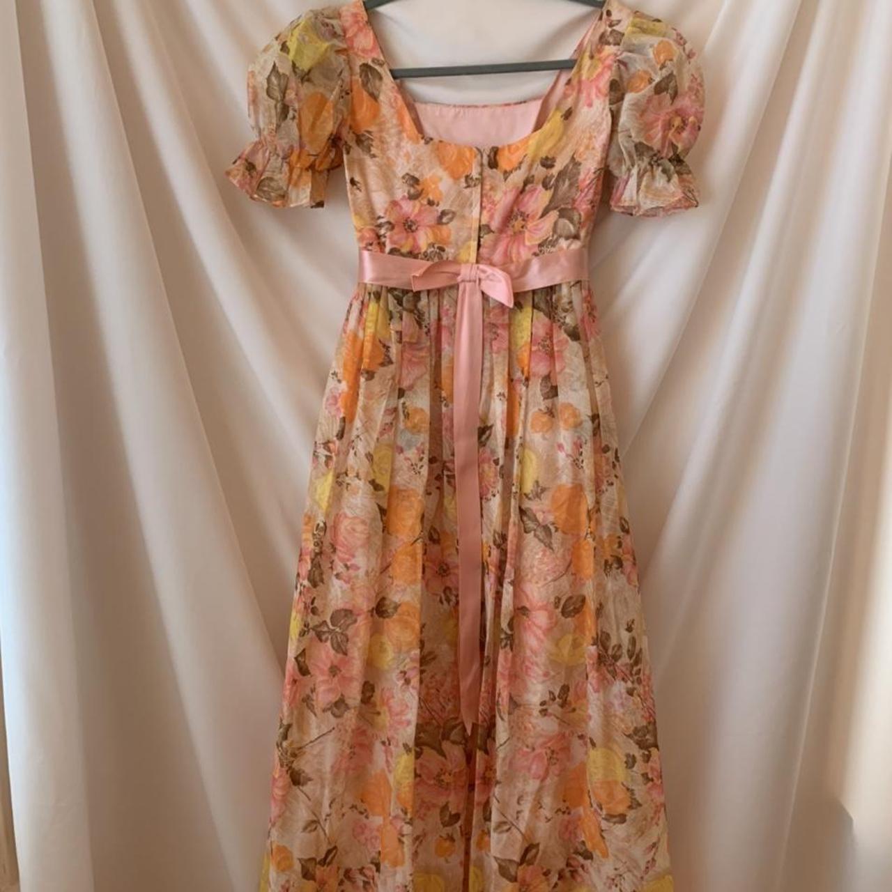 Vintage Floral Dress. Circa 1970s. Bust: 31”, Waist:... - Depop