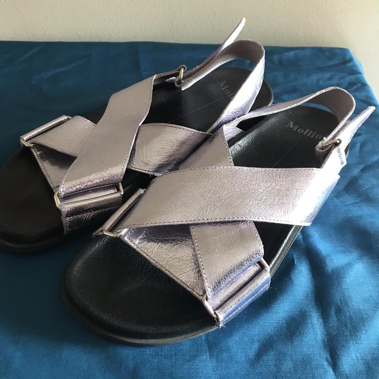 Mollini Haylow sandals in metallic lilac. Size EU39.... - Depop