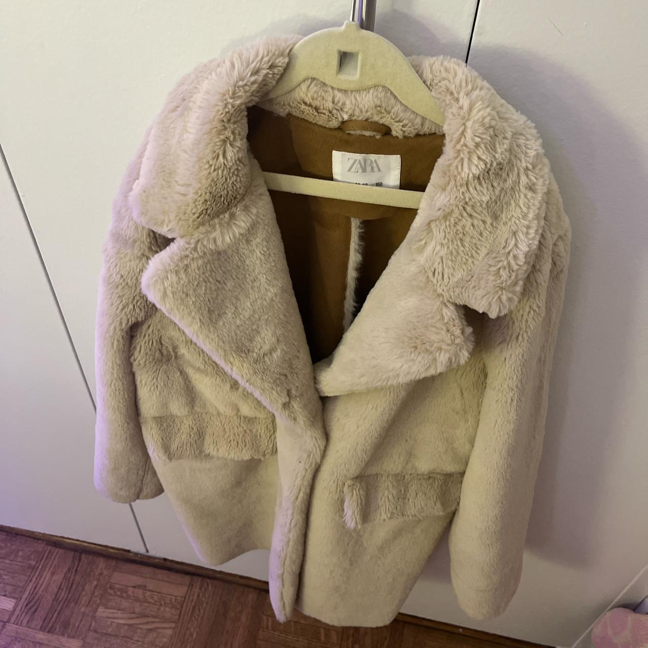 ZARA fluffy coat, size 11-12 in kids, used a few... - Depop