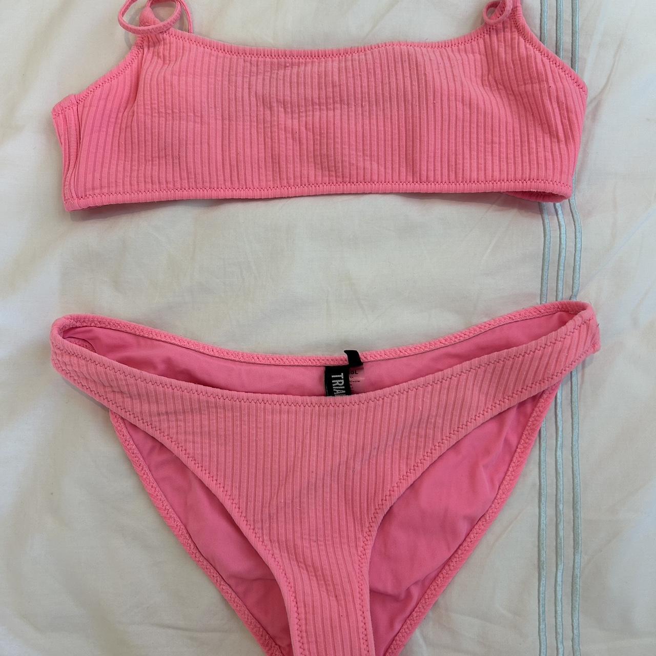 hot pink triangl bathing suit, minor wear on the - Depop