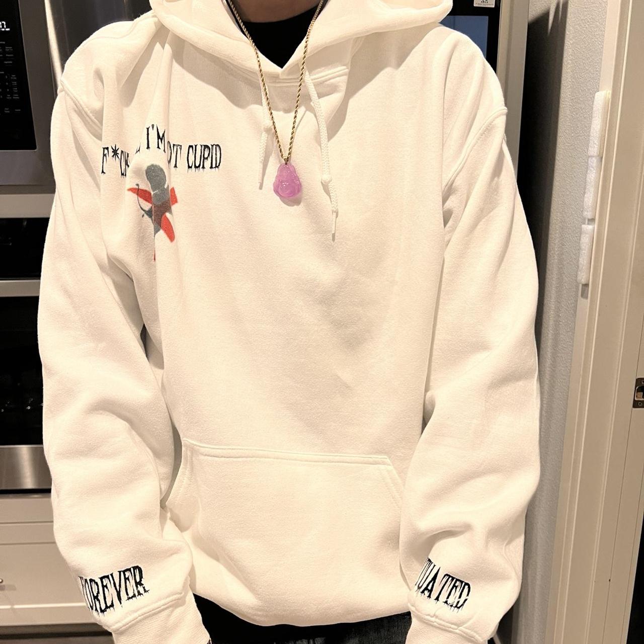 Men's White and Red Hoodie Depop