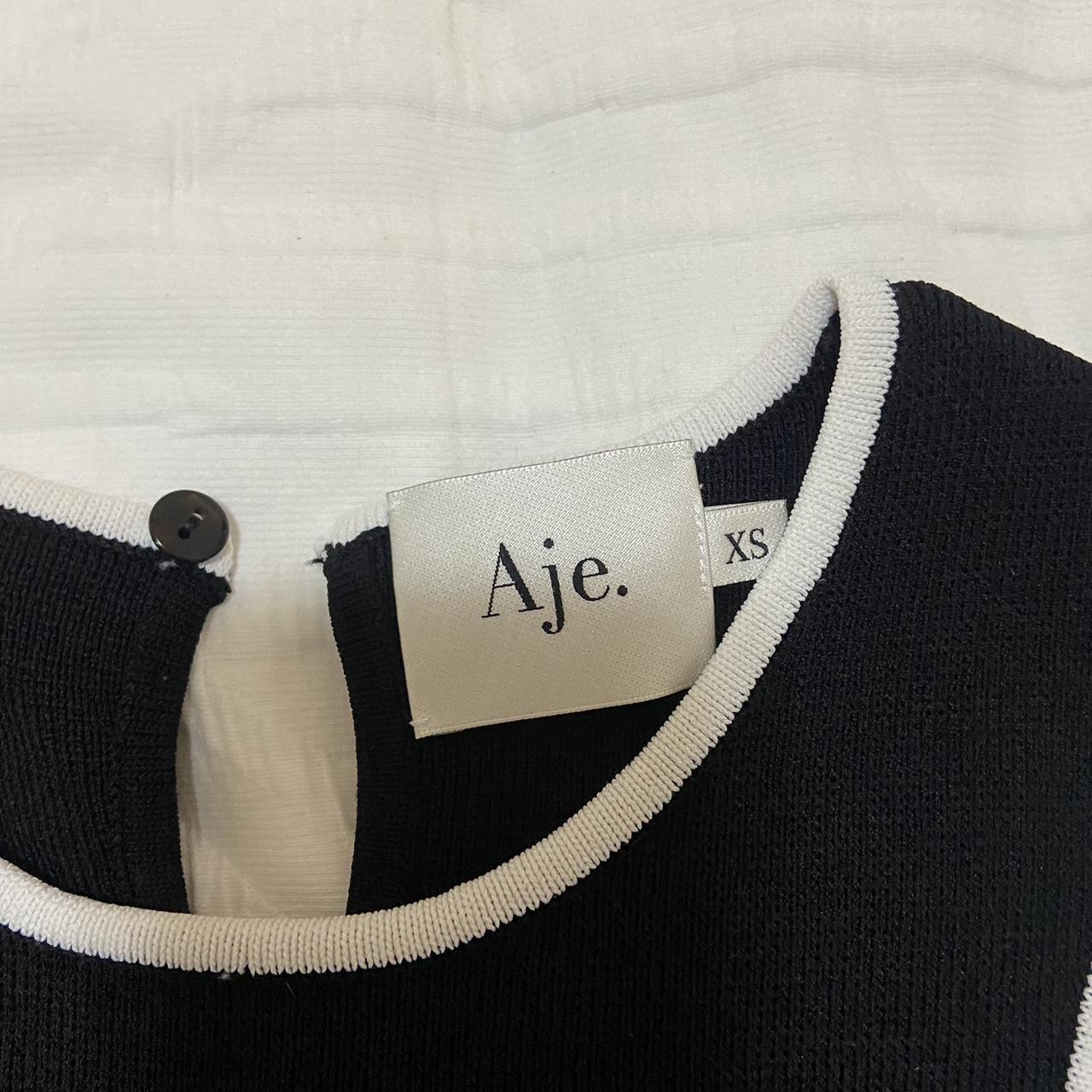 Aje Women's Black and White Top | Depop