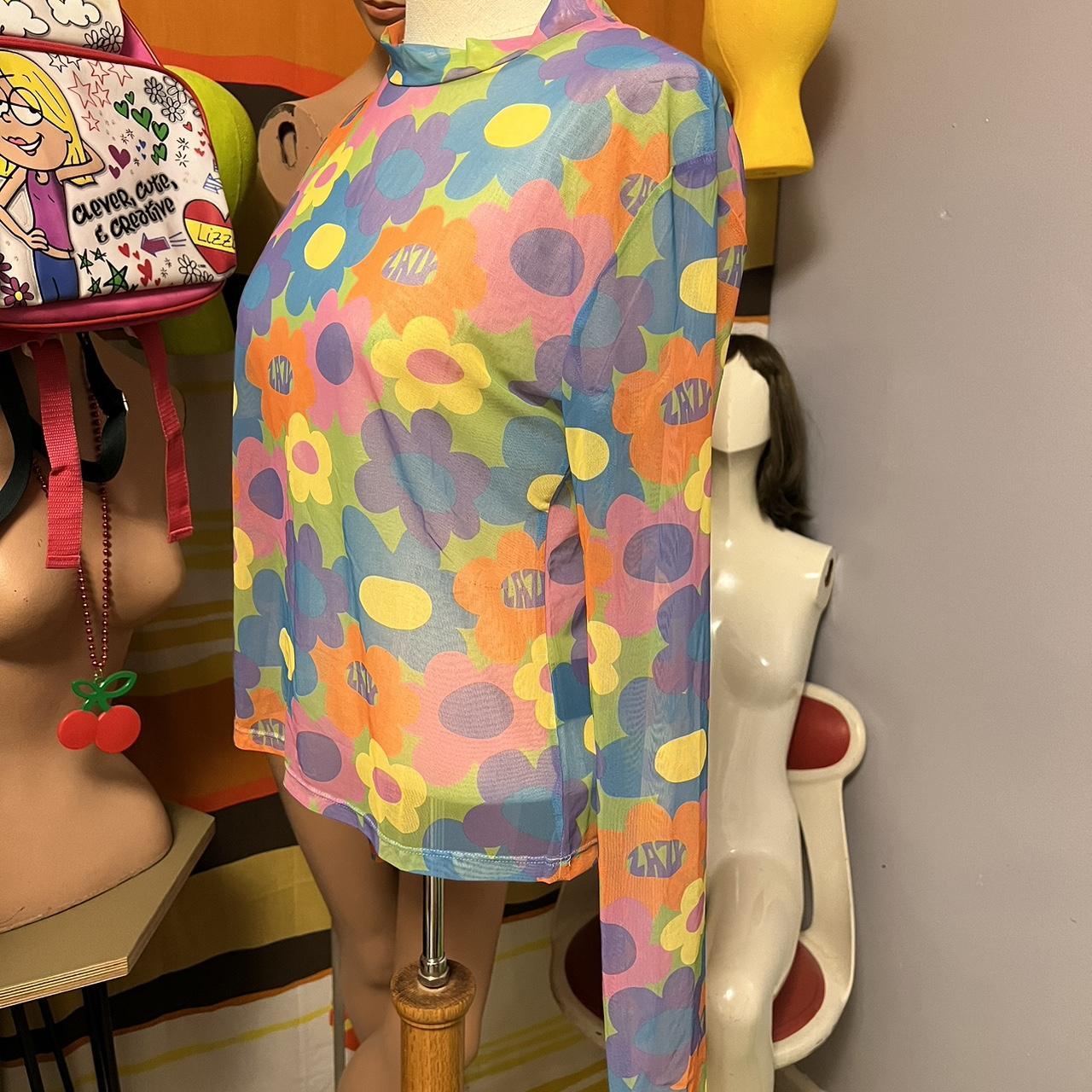 Lazy Oaf Women's Pink and Orange Top Depop