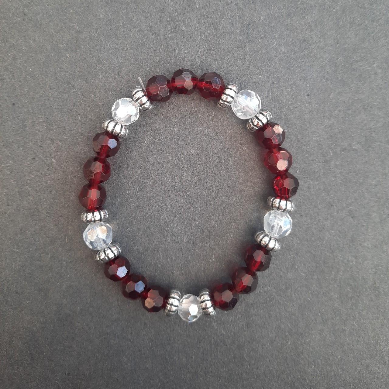 Handmade Red Bead Braclet Size: Small (about - Depop