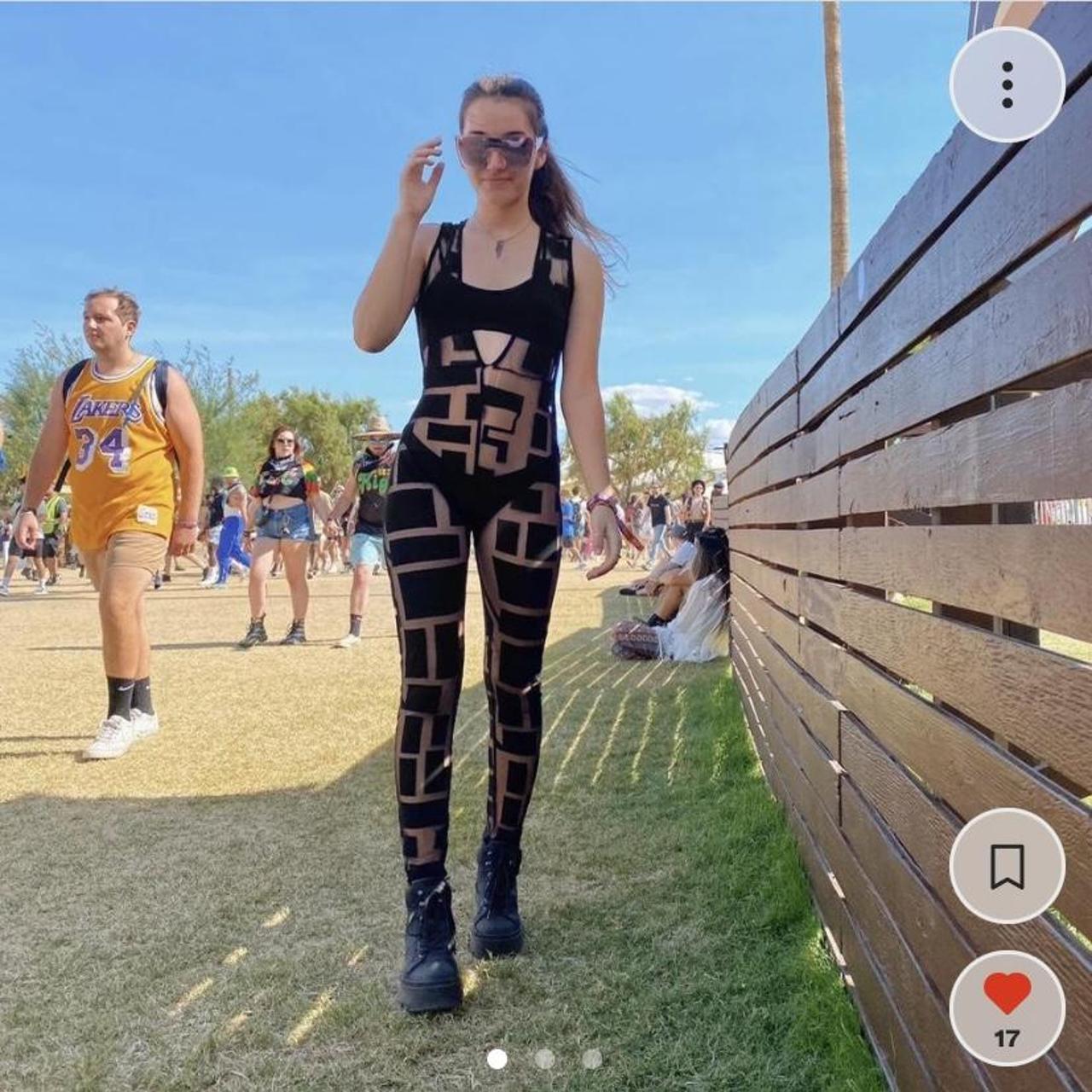 black mesh jumpsuit, perfect for festivals. one of... - Depop